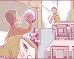ももの女子旅日記:3区を観光!空飛ぶおこげでインスタ映え!?【第24話 / 連載4コマ漫画 】